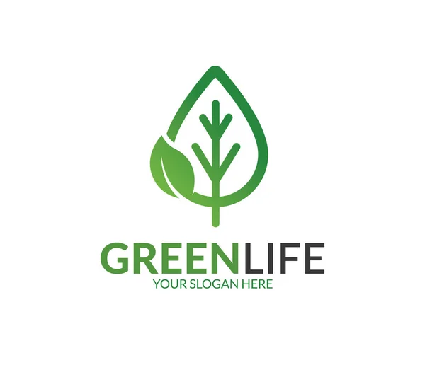 Szablon Logo Zielony Życie — Wektor stockowy