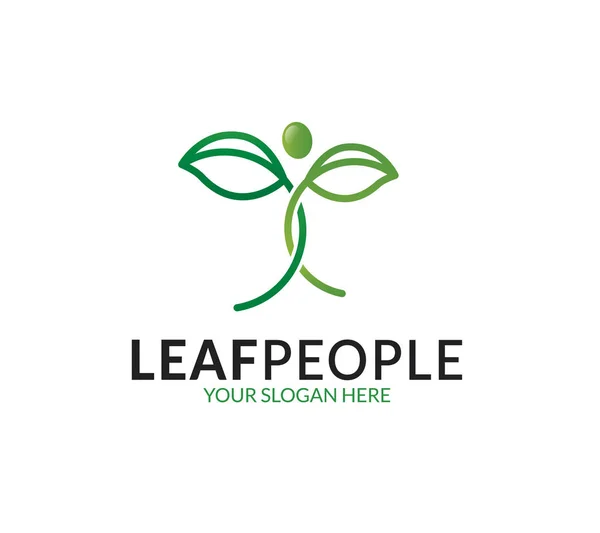 Leaf Personer Logotyp Mall — Stock vektor