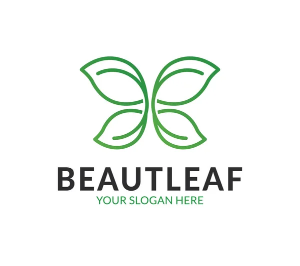 Plantilla Logotipo Hoja Belleza — Vector de stock