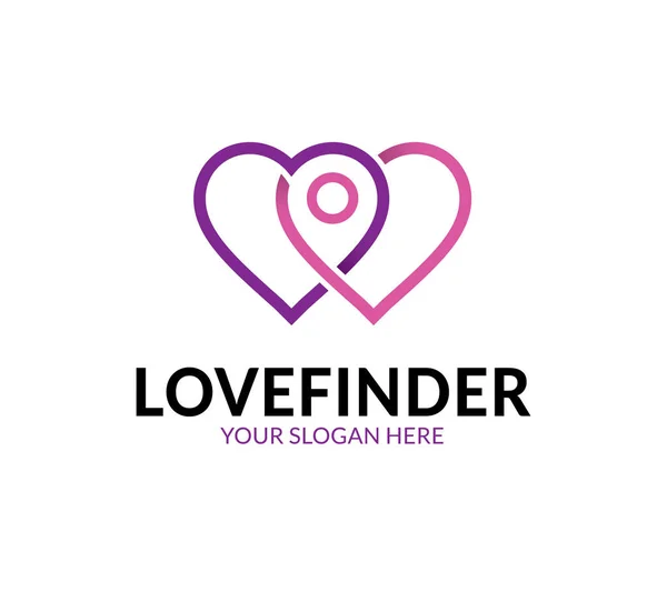 Aşk Finder Logo Şablonu — Stok Vektör