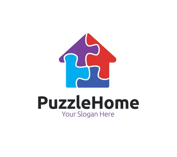 Inicio Puzzle Logo Plantilla — Vector de stock