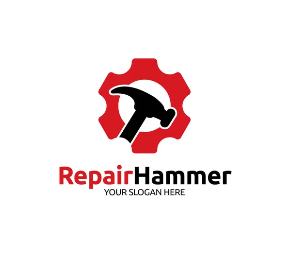 Reparation Hammare Logotyp Mall — Stock vektor