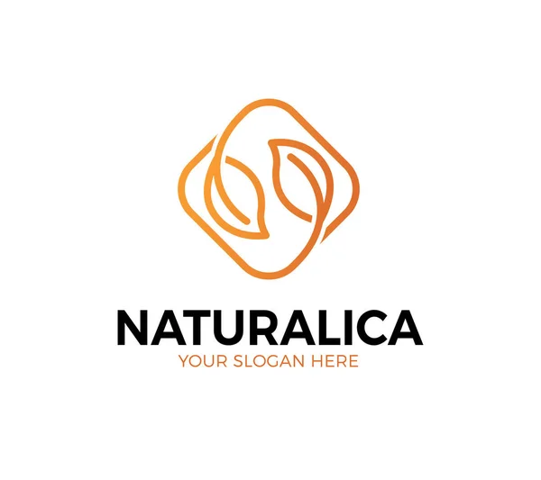 Naturliga Blad Logotyp Mall — Stock vektor