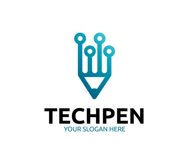 Tech Pen Logo Sjabloon — Stockvector