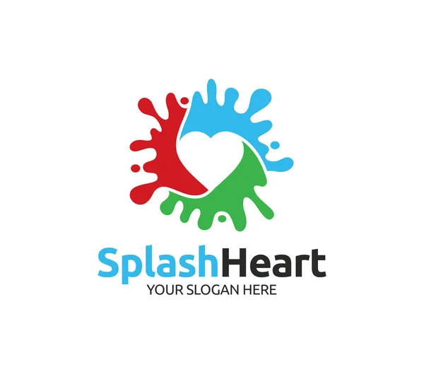 Splash Kalp Logo Şablonu — Stok Vektör