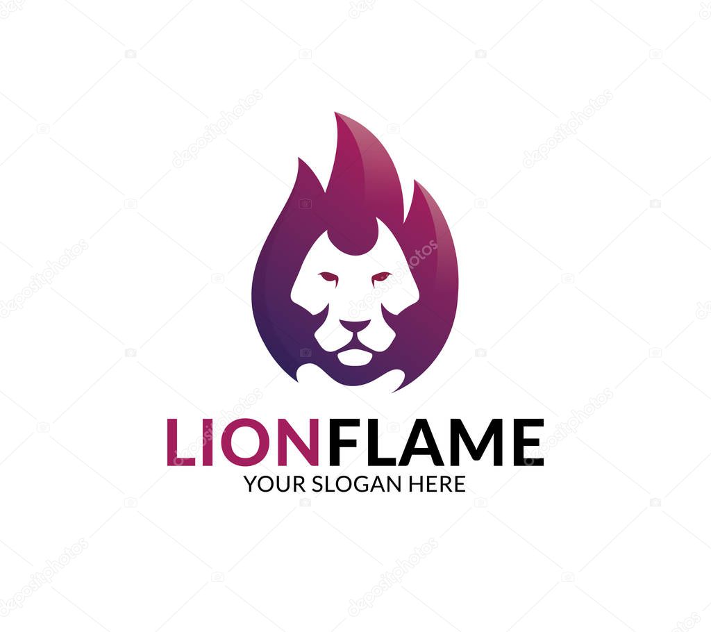 Lion Flame Logo Template