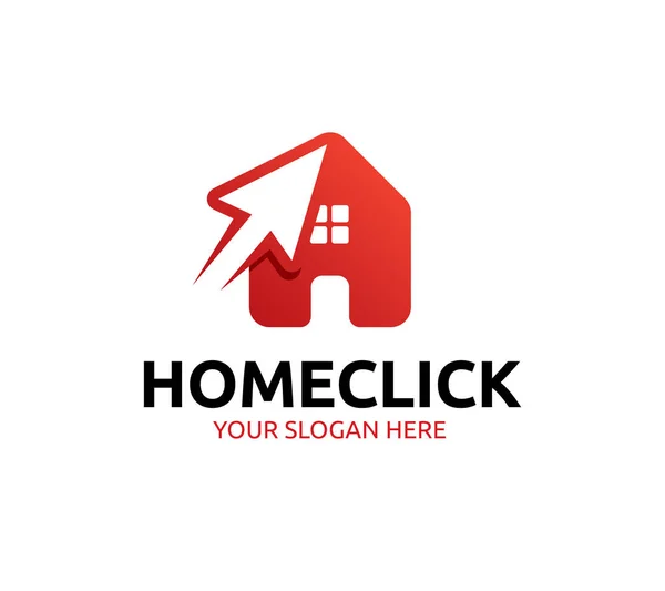 家をクリックしてロゴのテンプレート — ストックベクタ