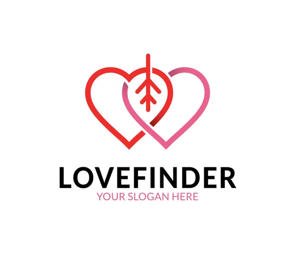 Aşk Finder Logo Şablonu — Stok Vektör