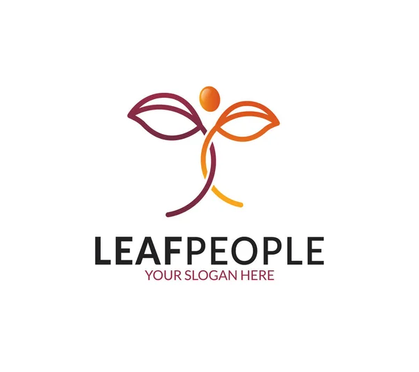 Leaf Personer Logotyp Mall — Stock vektor