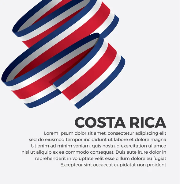 Costa Rica Ruban Drapeau Sur Fond Modèle Créatif Travail Simple — Image vectorielle