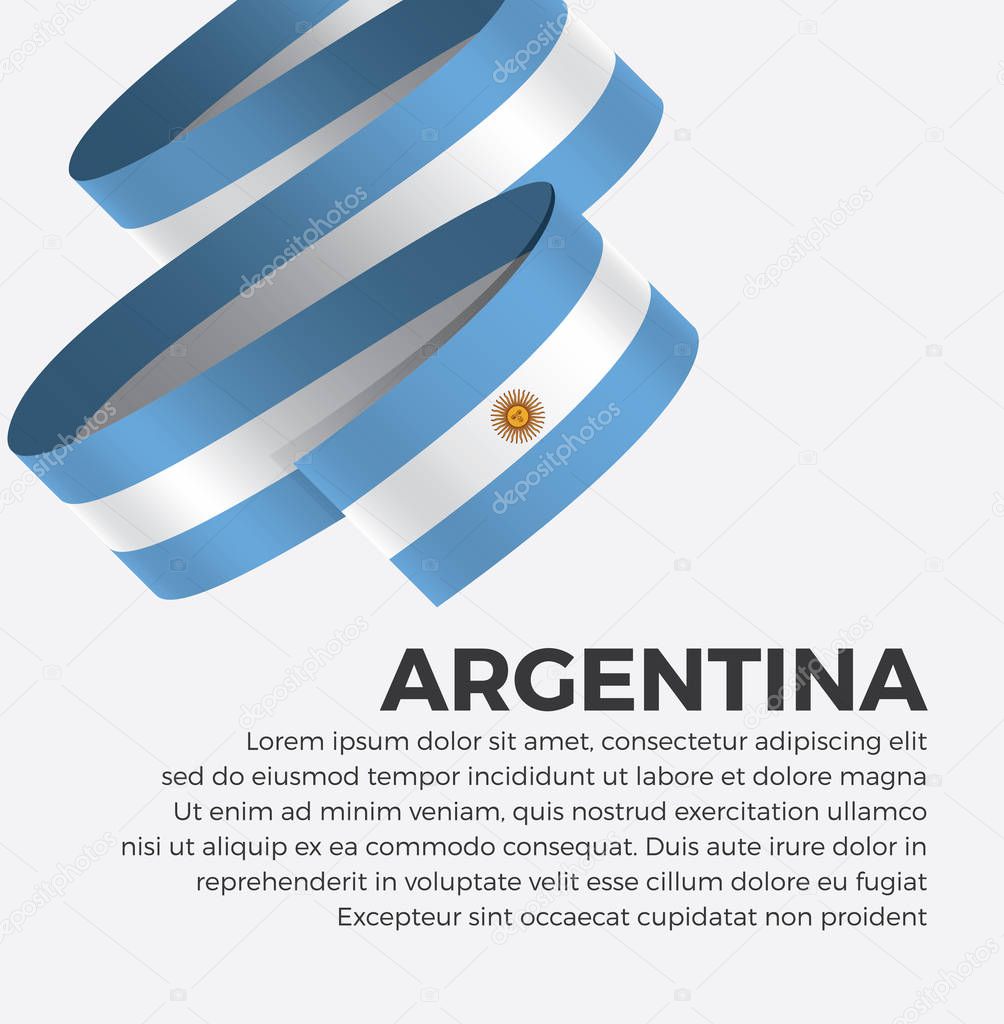 Argentina ribbon flag on background creative template. Simple work and adjusted to suit your needs