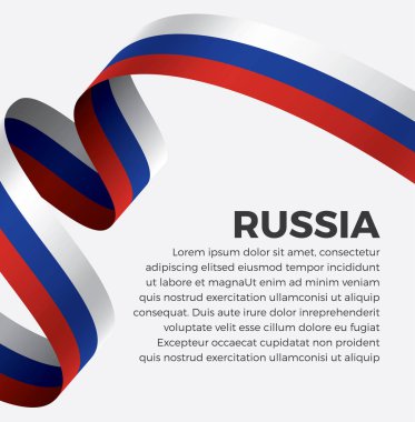 Beyaz arka planda bayrak, basit modern logo, vektör illüstrasyonlu Rusya sembolüne hoş geldiniz