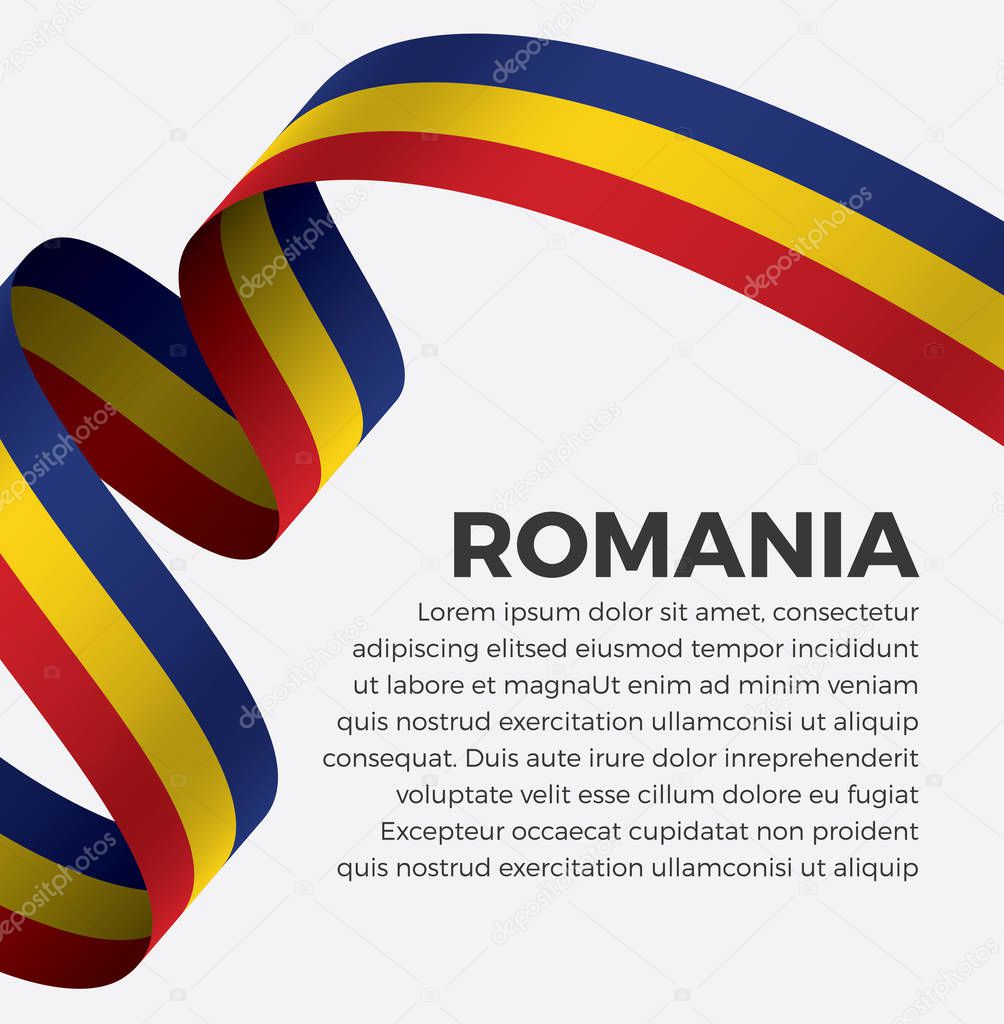 Welcome to Romania symbol with flag, simple modern logo on white background, vector illustration