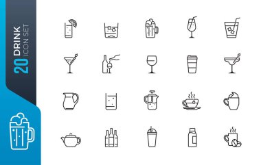 Drink and Alcohol line icons Vector Icons - Adjust stroke weight - Expand to any size - Change to any colour clipart