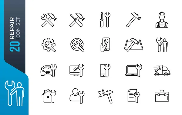 Simple Set Repair Related Vector Line Icons Contains Icons Screwdriver — Stock Vector