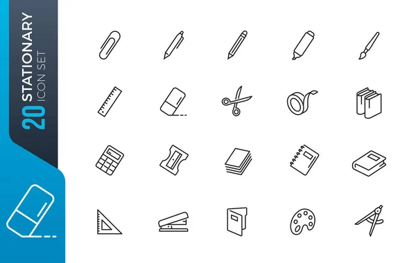 Line Stationery Icons Outline Web Icon Set Vector Thin Line — Stock Vector