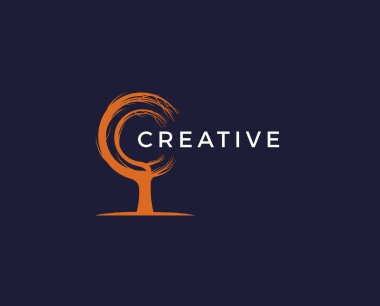 Ağacın Kökü logosu çizimi. Bir ağacın vektör silueti.