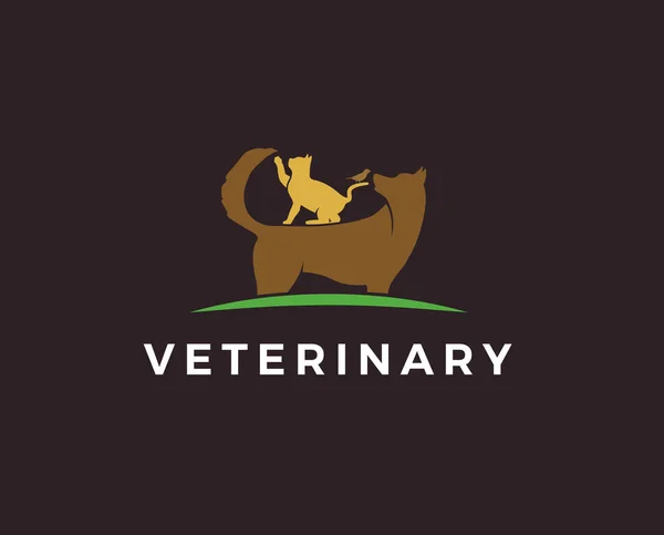 Logotipo Loja Animais Gato Cão Ícone Papagaio Ilustração Vetorial — Vetor de Stock