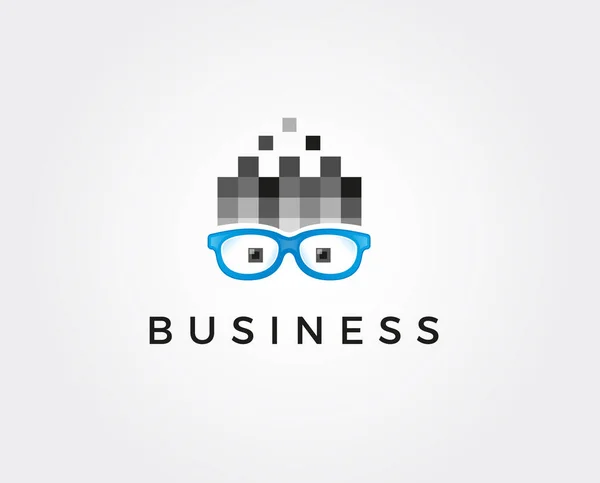 Geek Huvud Logo Design Illustration — Stock vektor