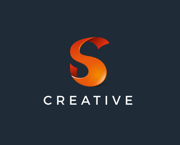 S Letter Logo Design with Creative Paper Cut and Serif Font