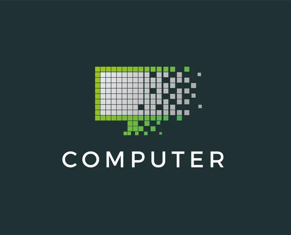 Pixel Diseño Artístico Del Logotipo Del Monitor — Vector de stock