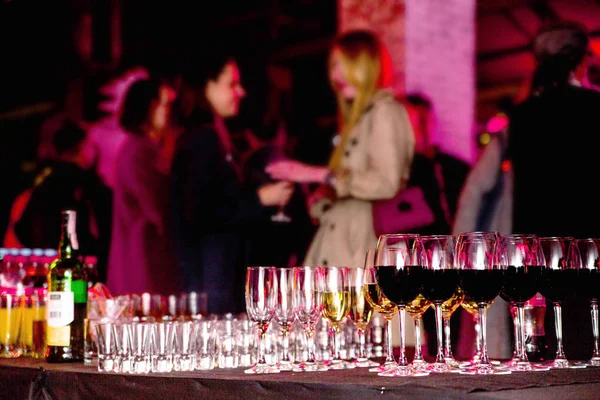 Foto Voor Tabel Champagne Wijn Voor Partij Gasten — Stockfoto