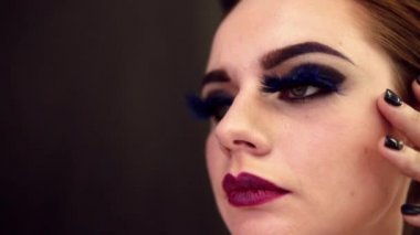kız moda makyaj ve yanlış eyelashes