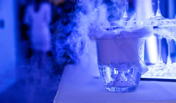 photo of alcohol with liquid nitrogen at the banquet