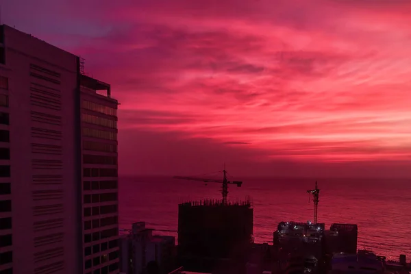 Photo Coucher Soleil Rouge Violet Colombo Sri Lanka — Photo