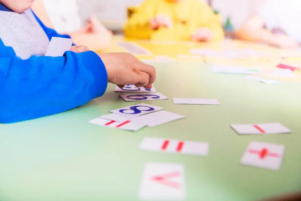 Child Learns Count Adding Numbers Horizontal Photo — Stock Photo, Image