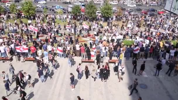 Minsk Belarús Agosto 2020 Protesta Pacífica Minsk Gente Reunió Calle — Vídeos de Stock