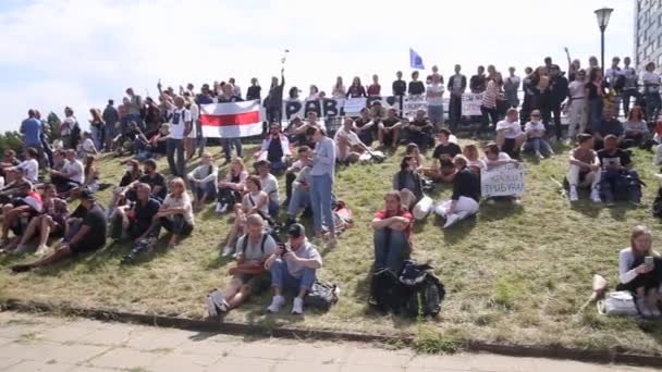 Minsk Belarús Agosto 2020 Protesta Pacífica Minsk Gente Reunió Calle — Vídeo de stock