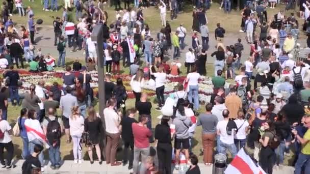 Minsk Bělorusko Srpna2020 Mírový Protest Minsku Lidé Shromáždili Ulici Protestovali — Stock video