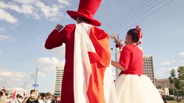 Minsk Bielorussia Agosto 2020 Proteste Pacifiche Bielorussia Elezioni Presidenziali Bielorussia — Video Stock