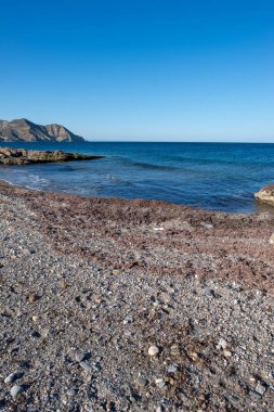 Deniz ve dağ üzerinde sahil Carboneras, Almeria, İspanya