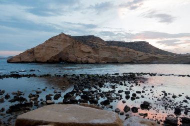 Kapalı Cove'da Aguilas günbatımı, Murcia, İspanya