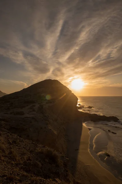 Alba Sulla Spiaggia Dei Genovesi Cabo Gata Spagna — Foto Stock