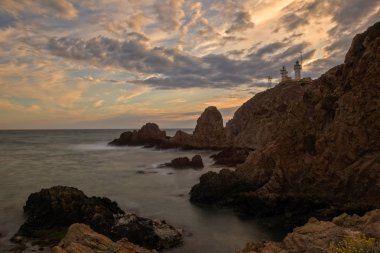 Cabo de gata deniz feneri günbatımı, İspanya