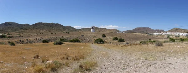 Molino Viento Bajo Cielo Azul Almería Andalucía España — Foto de Stock