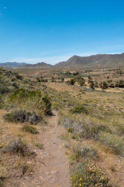 Dağları çölde almeria, İspanya'nın mavi gökyüzü altında