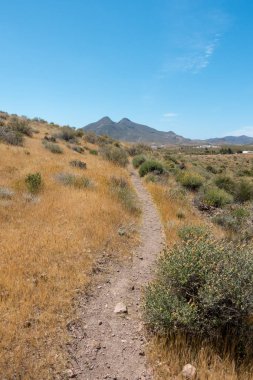 Dağları çölde almeria, İspanya'nın mavi gökyüzü altında