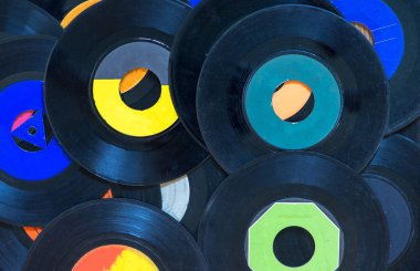 Çok çeşitli vinil müzik kayıt