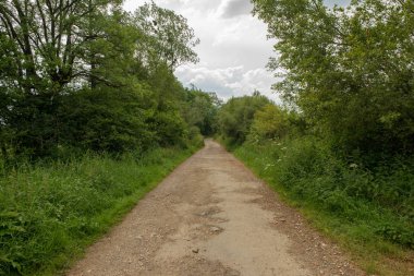 Santiago yolu olarak Burguete, İspanya geçer
