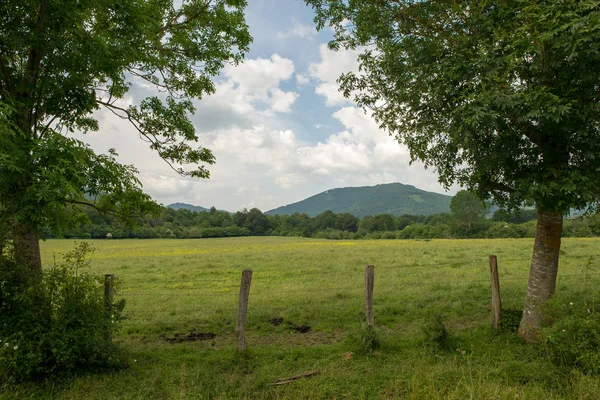 Estrada Para Santiago Enquanto Passa Por Burguete Espanha — Fotografia de Stock