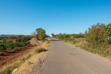 Yol via augusta altında mavi gökyüzü, castellon, İspanya
