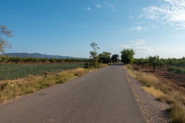 Yol via augusta altında mavi gökyüzü, castellon, İspanya
