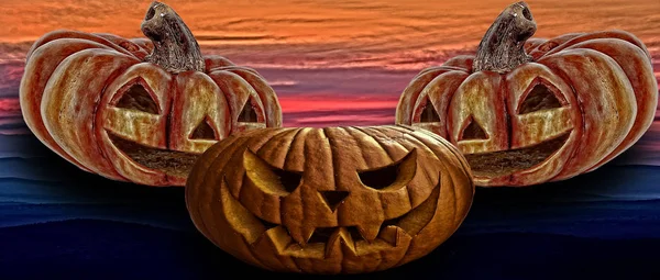 Dynie Tradycyjną Formą Tradycyjnej Imprezie Okazji Halloween — Zdjęcie stockowe