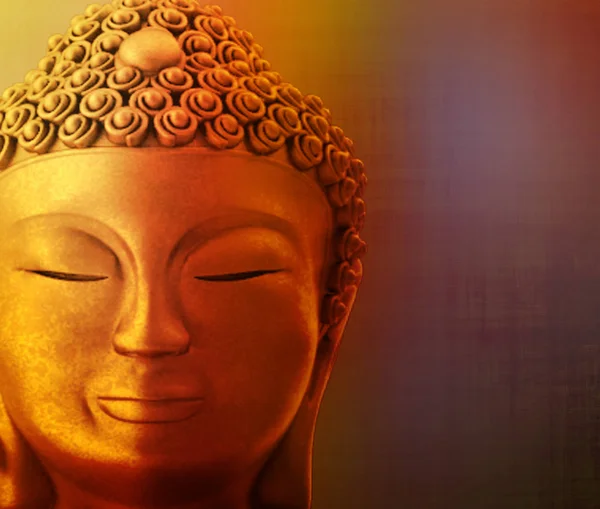 Rosto Buddha Fundo Dourado — Fotografia de Stock