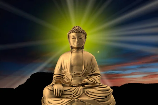 Egy Egy Táj Háttérben Buddha Alakja — Stock Fotó