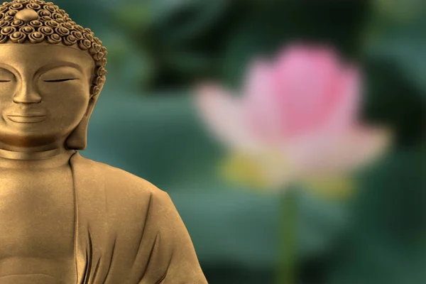 Figur Eines Buddhas Mit Einer Lotusblume — Stockfoto